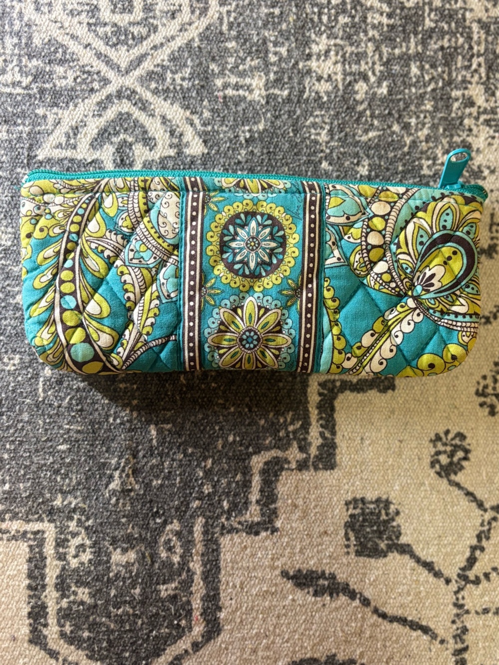 Y2K Vera Bradley Turquoise Paisley Quilted Zipper Pouch multi use